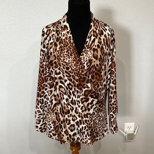 The Limited Leopard Print Cross-over Blouse Size M
